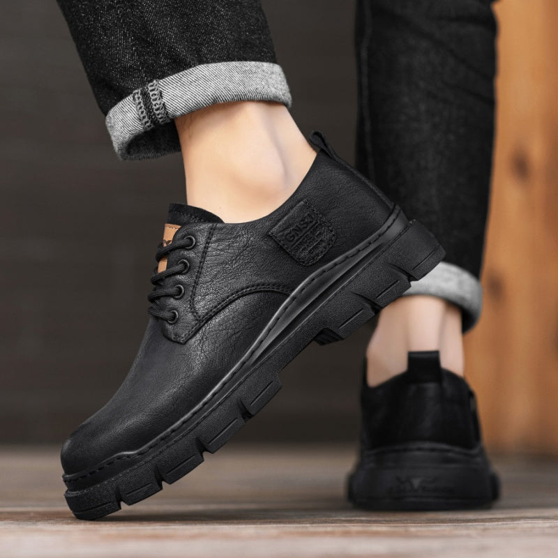 Zapatos de hombre de cuero suave negro de negocios para otoño, para exteriores, estilo británico
