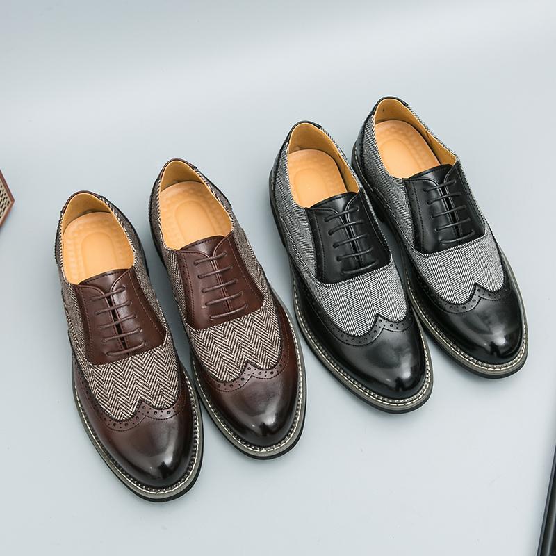 Zapatos de cuero Brogue de moda para hombre, estilo coreano, informales, formales
