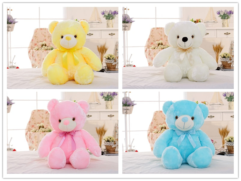 Oso de peluche LED luminoso creativo, animales de peluche, juguete de peluche colorido brillante, regalo de Navidad para niños, almohada