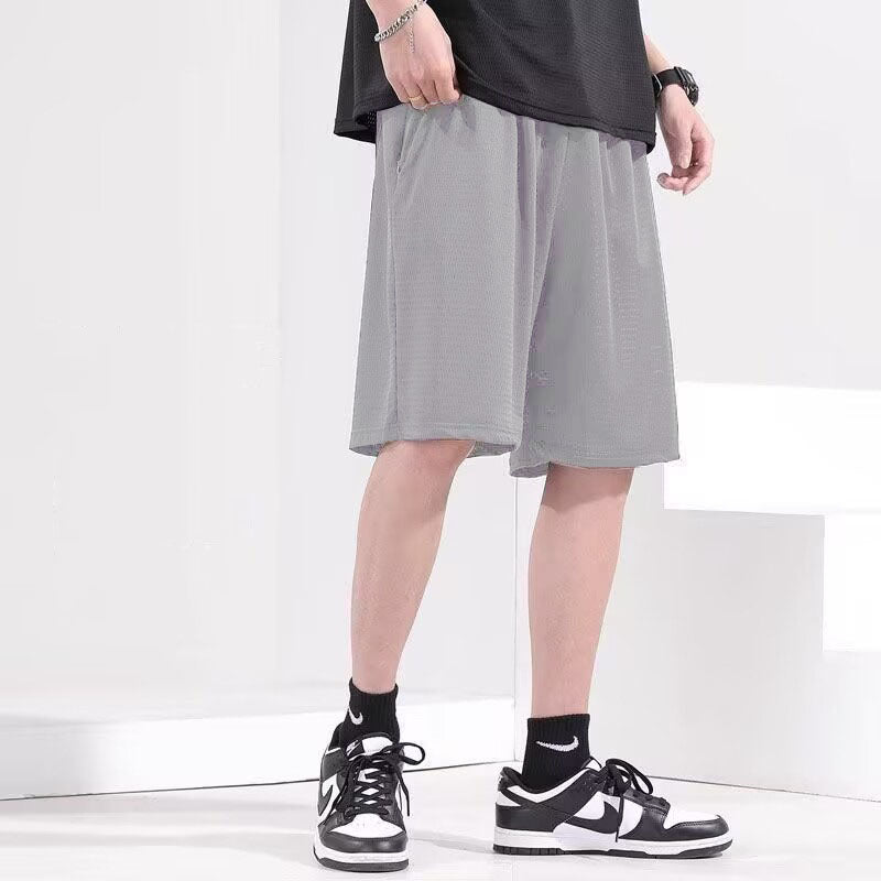 Mens Ice Silk Cropped Sports Casual Pants