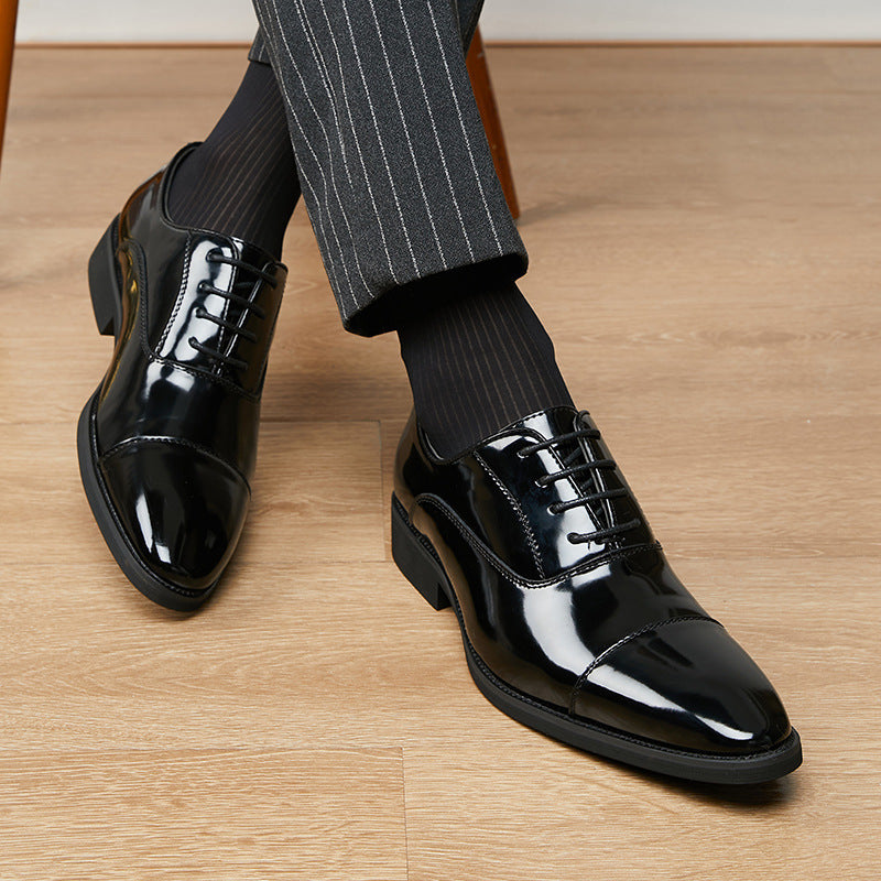 Zapatos Oxford de charol de tres piezas con punta y suela blanda para hombre de negocios