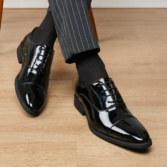 Zapatos Oxford de charol de tres piezas con punta y suela blanda para hombre de negocios
