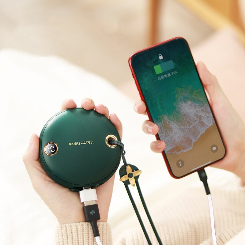 Compatible con, Calentador de manos Poverbank 5000mAh Powerbank Cargador portátil para Samsung11 X Xiaomi Power Bank con pantalla digital