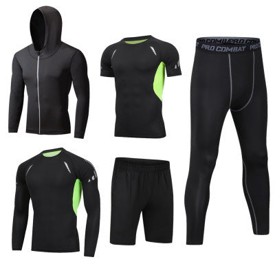 Traje de secado rápido de 5 piezas para gimnasio y deportes de ocio