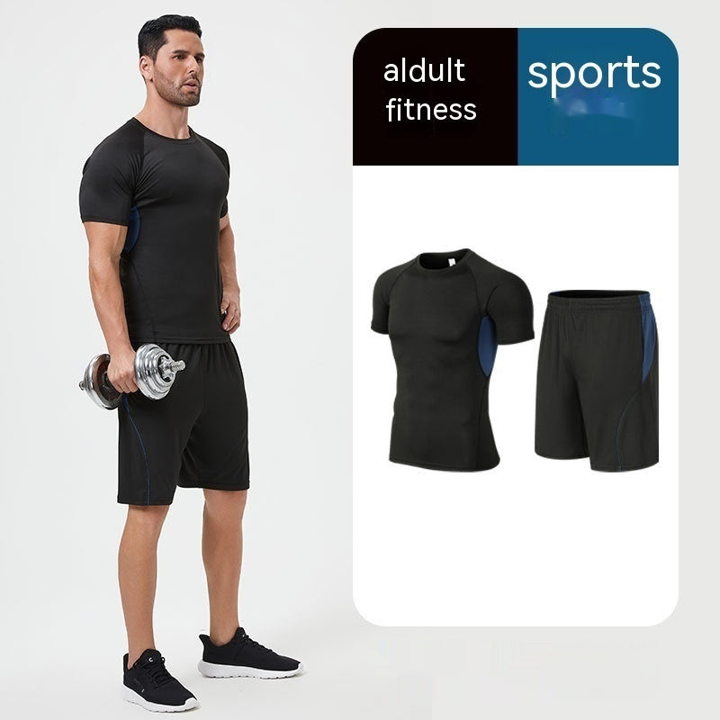 Traje de fitness para hombre, para correr por la mañana, por la noche, deportivo, de secado rápido, de cinco piezas, mallas, baloncesto, ropa de entrenamiento al por mayor