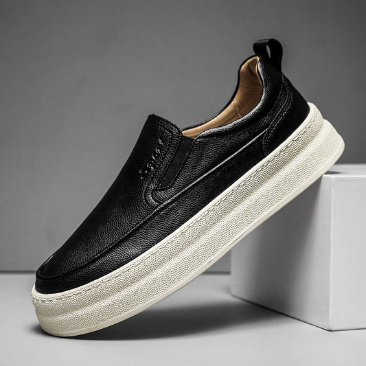 Zapatos de cuero para hombre, plataforma de moda casual, mocasines para conducir