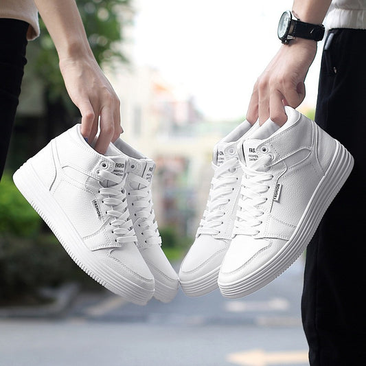 Zapatos Planos Blancos de Hombre con Correa Alta de Punta Redonda