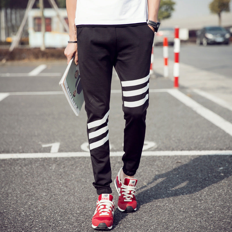 Pantalones deportivos para hombre, estilo coreano, ajustados, informales, de talla grande, con cordón en el bajo