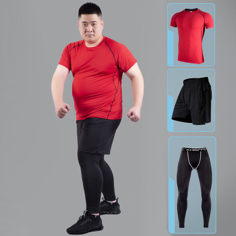 Hombre gordo, alta elasticidad, secado rápido, talla grande, traje de fitness