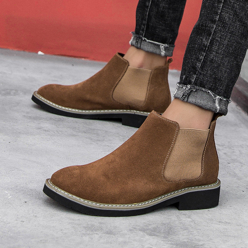 Botas Martin de cuero de caña alta para hombre, zapatos casuales de cuero