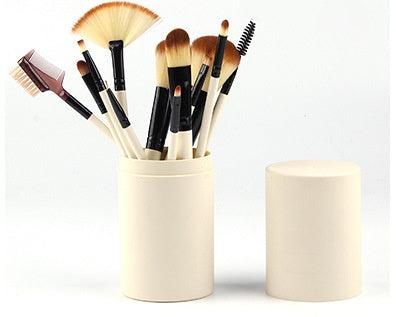 Juego de brochas de maquillaje de 12 piezas para rubor, sombra de ojos, pestañas, iluminador