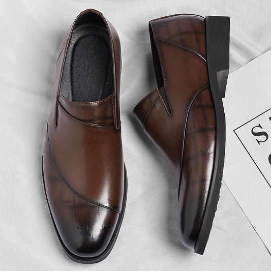 Zapatos de cuero casuales sin cordones para hombre, de corte bajo, para uso formal de negocios