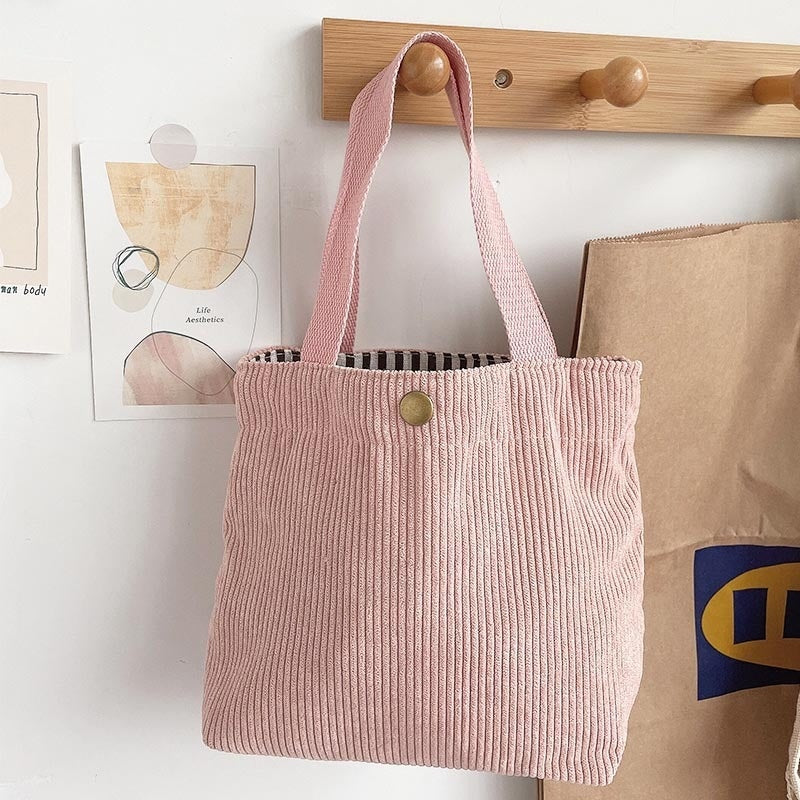 Bolso tote de estilo minimalista con hilo rugoso y estampados a doble cara, un bolso de lona versátil de gran capacidad para mujer