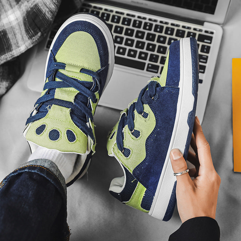 Zapatillas deportivas casuales de skate de lona de corte bajo, estilo nicho y "pan", para estudiante, de hombre