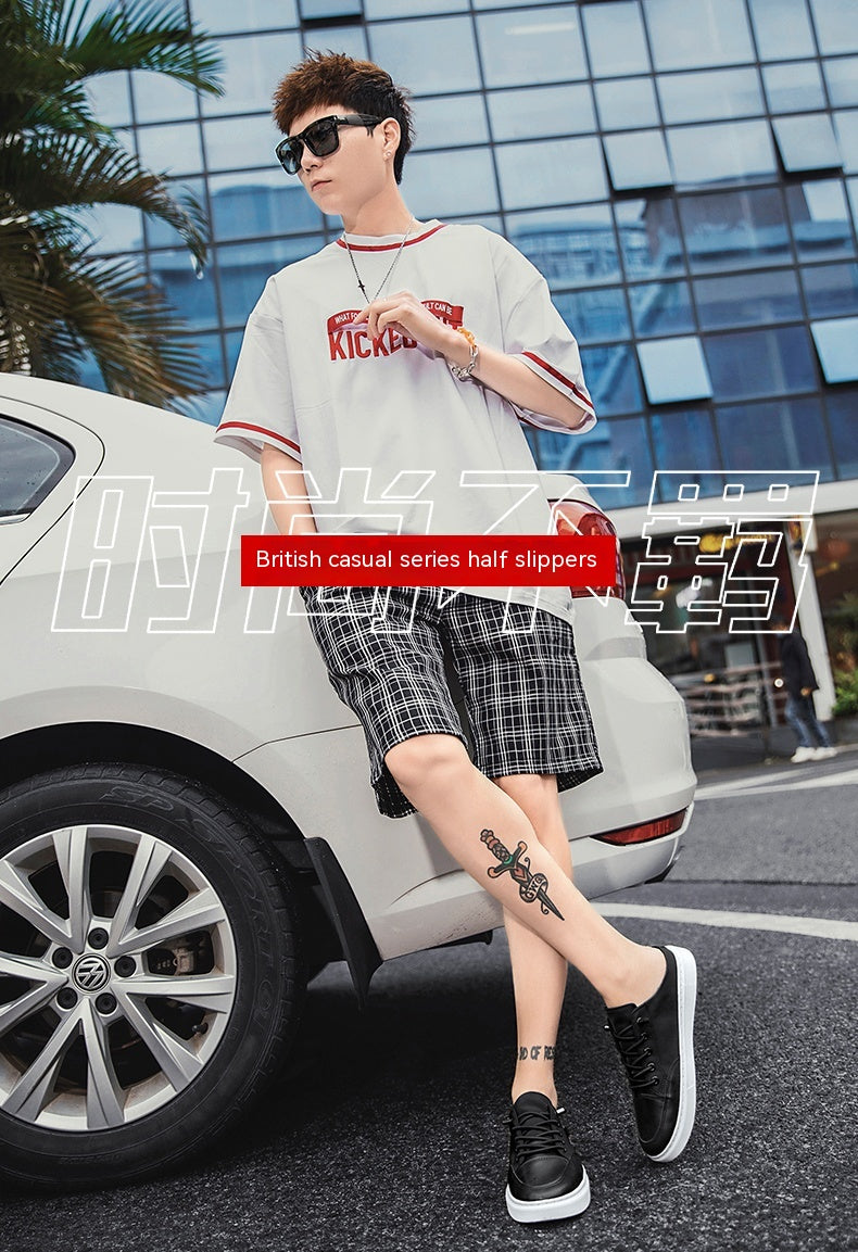 Calzado de verano para hombre, transpirable, desodorante, sin cordones, lofter, medias zapatillas, informal, deportivo, sin talón, a la moda