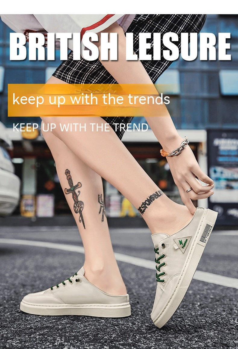 Calzado de verano para hombre, transpirable, desodorante, sin cordones, lofter, medias zapatillas, informal, deportivo, sin talón, a la moda