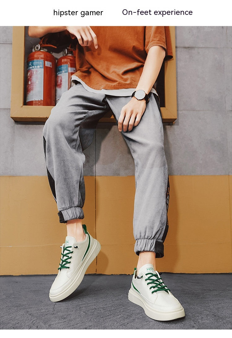 Zapatillas de cuero casuales de primavera y otoño para hombre