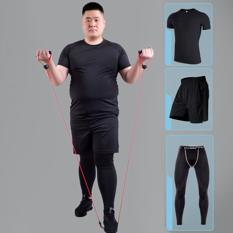 Hombre gordo, alta elasticidad, secado rápido, talla grande, traje de fitness