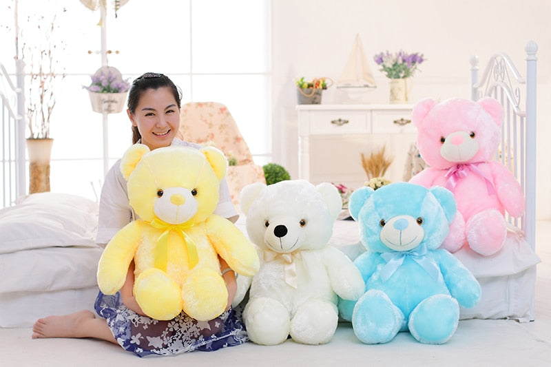 Oso de peluche LED luminoso creativo, animales de peluche, juguete de peluche colorido brillante, regalo de Navidad para niños, almohada