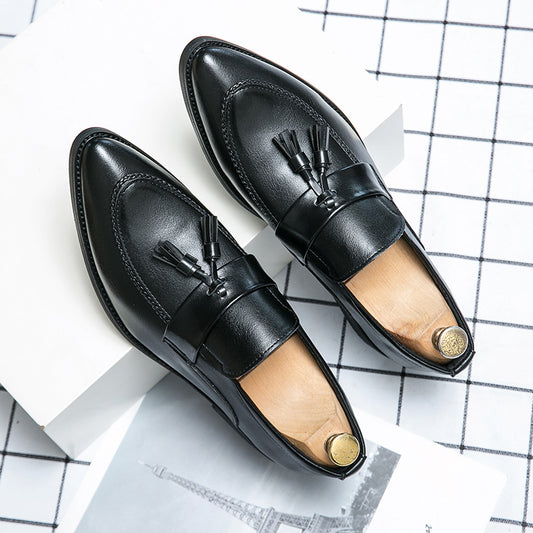 Zapatos de cuero de hombre, estilo británico, casual, de moda, con borlas, para negocios