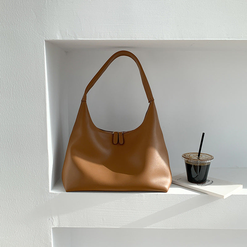 Bolso de hombro sencillo de piel suave para mujer, versátil y de nicho