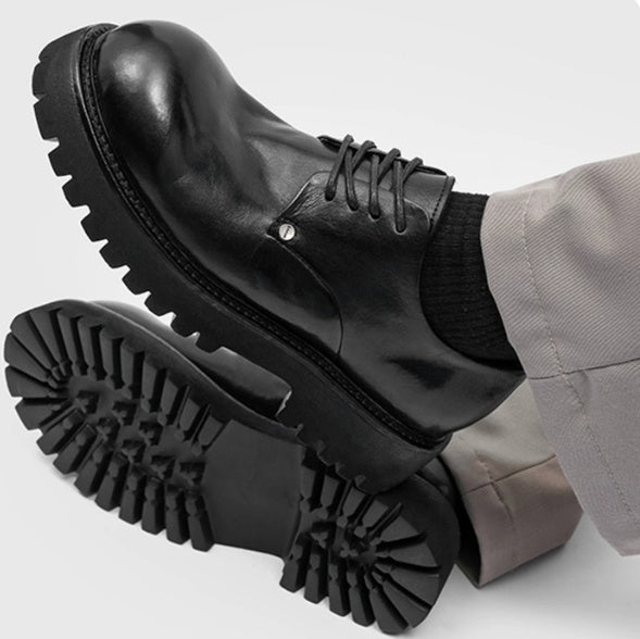 Zapatos de Cuero Casuales de Desplazamiento para Hombre Con Suelas Gruesas