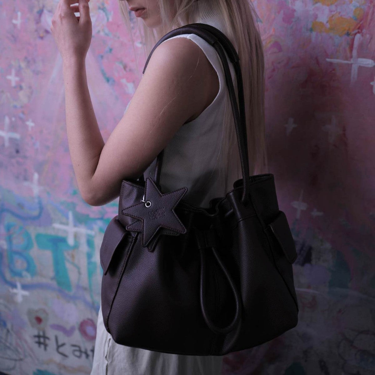 Bolso Tote y Bandolera Grande con Forma de Nube