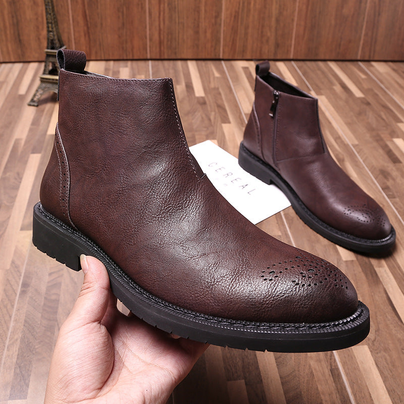Trend Martin Boots Men's Fashion Tooling Boots Mid-Cut Shoes