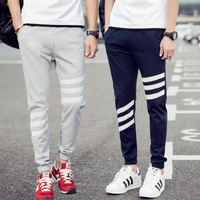 Pantalones deportivos para hombre, estilo coreano, ajustados, informales, de talla grande, con cordón en el bajo