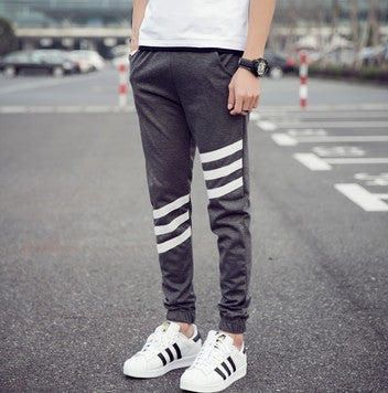 Pantalones deportivos para hombre, estilo coreano, ajustados, informales, de talla grande, con cordón en el bajo