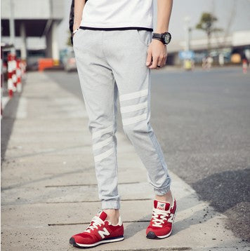 Pantalones deportivos para hombre, estilo coreano, ajustados, informales, de talla grande, con cordón en el bajo