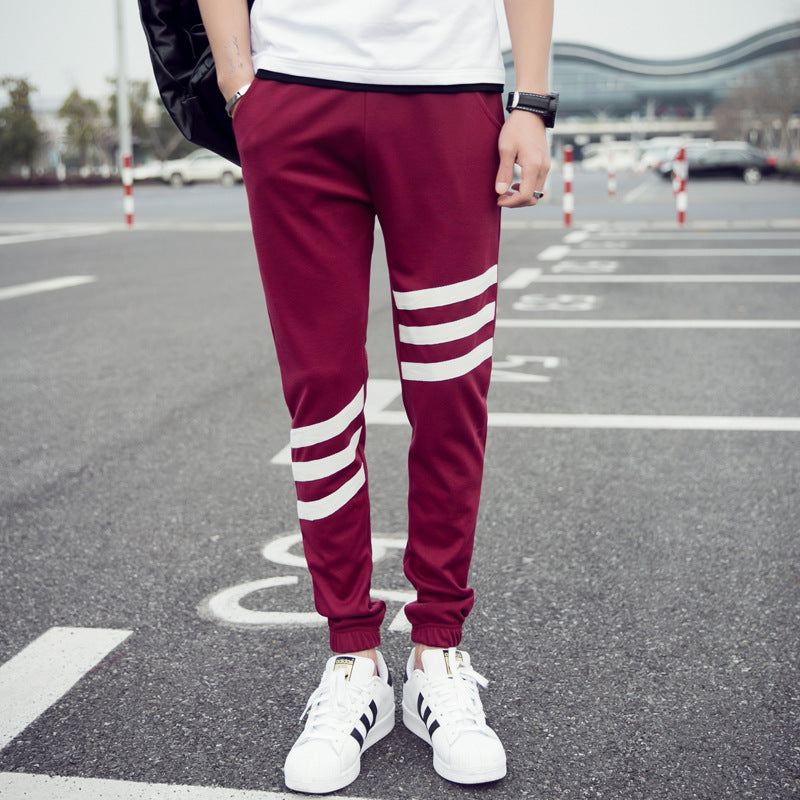 Pantalones deportivos para hombre, estilo coreano, ajustados, informales, de talla grande, con cordón en el bajo