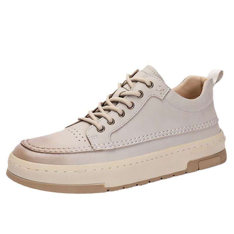 Zapatillas casuales de moda cómodas de piel de primera capa para hombre