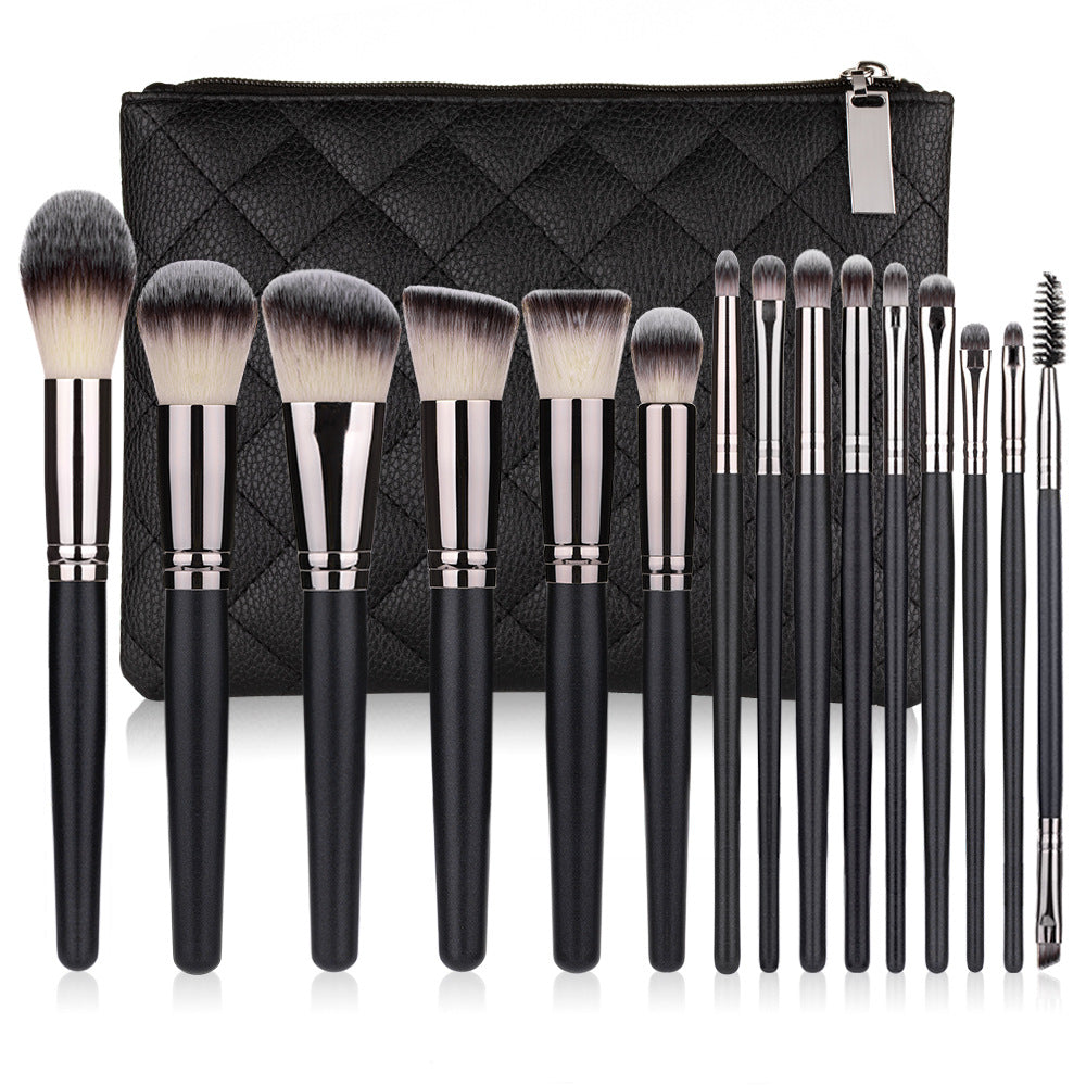 Juego de 15 brochas de maquillaje Juego completo de herramientas de maquillaje negro mate