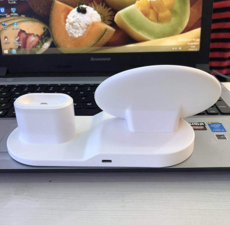 Cargador inalámbrico para teléfono móvil 3 en 1 con soporte para reloj y auriculares
