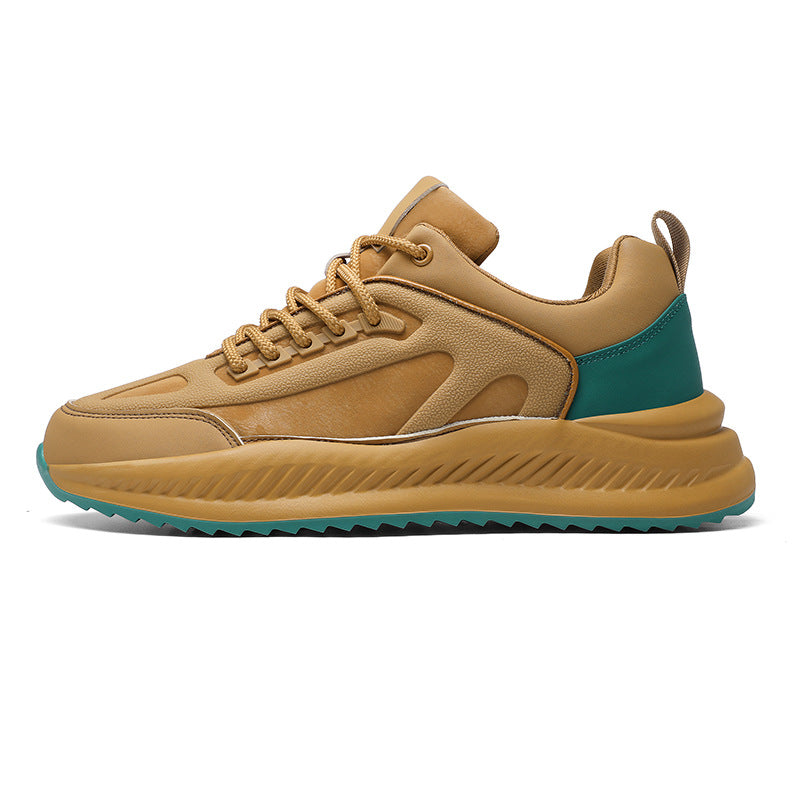 Zapatillas deportivas casual de cuero con suela blanda ligera y plataforma para hombre