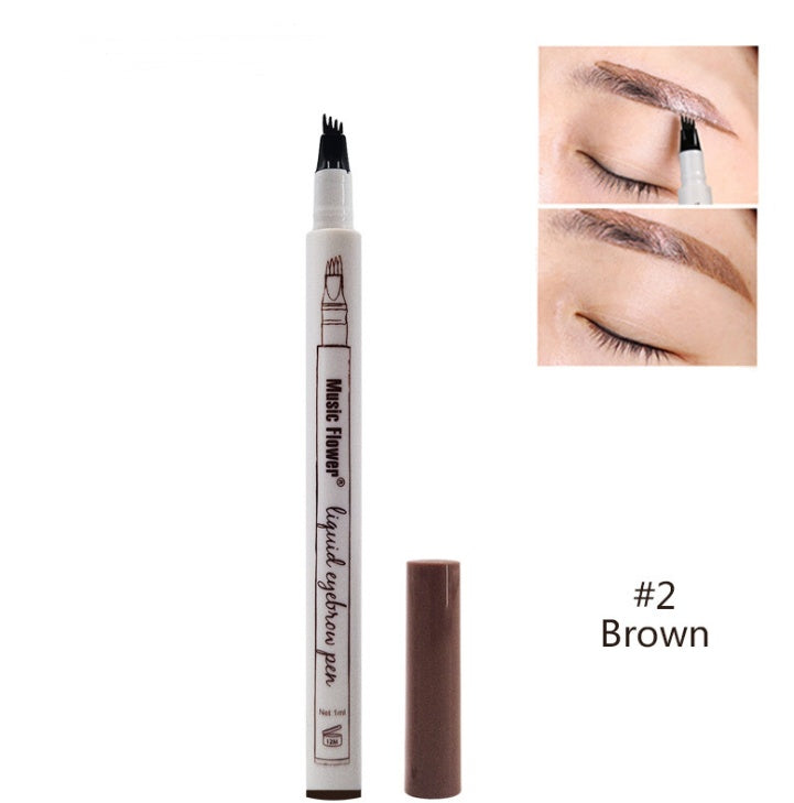 Lápiz de cejas natural a prueba de agua, tinta para cejas de cuatro puntas, lápiz de tatuaje de cejas con punta de horquilla