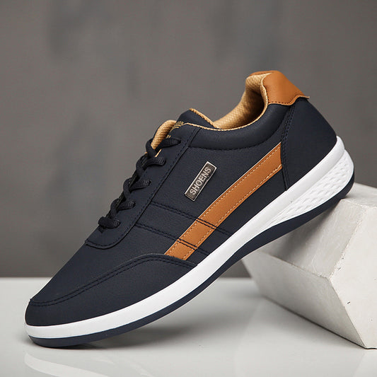 Zapatos deportivos casuales de cuero versátiles e impermeables