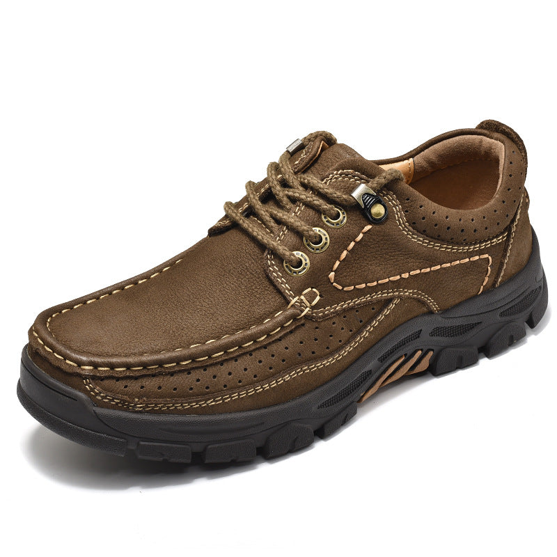 Zapatos de Vestir Casuales para Hombre de Cuero de Primera Capa, Estilo Británico con Cordones
