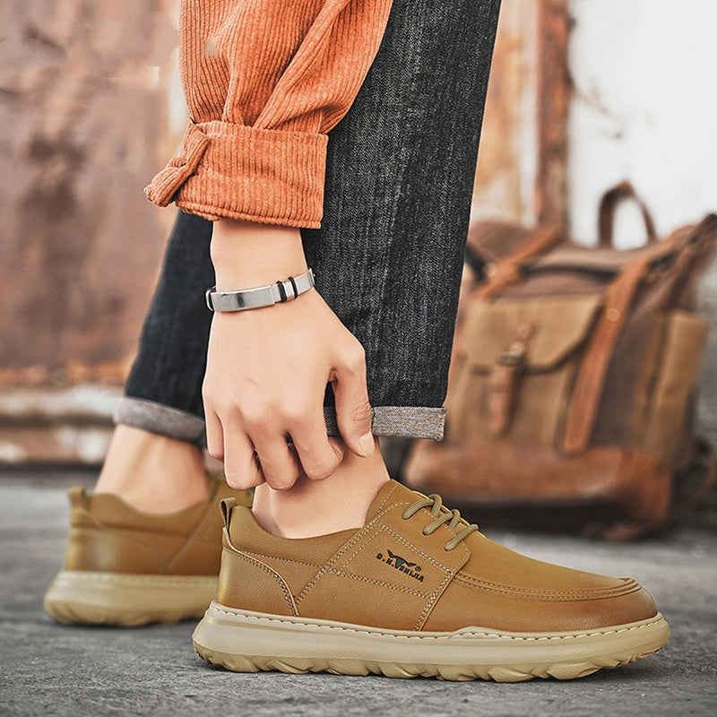 Autumn New Casual Leather Shoes Men's Fashionable All-match Fashionable Shoes Lightweight