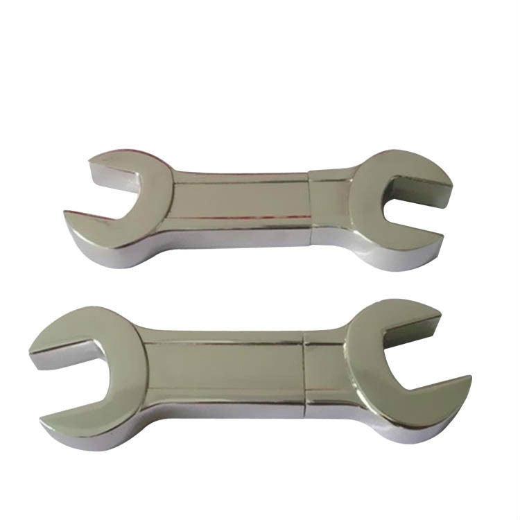 Regalo para conferencia de negocios de empresa: USB con forma de llave inglesa de metal, doble cabeza de flor de ciruelo