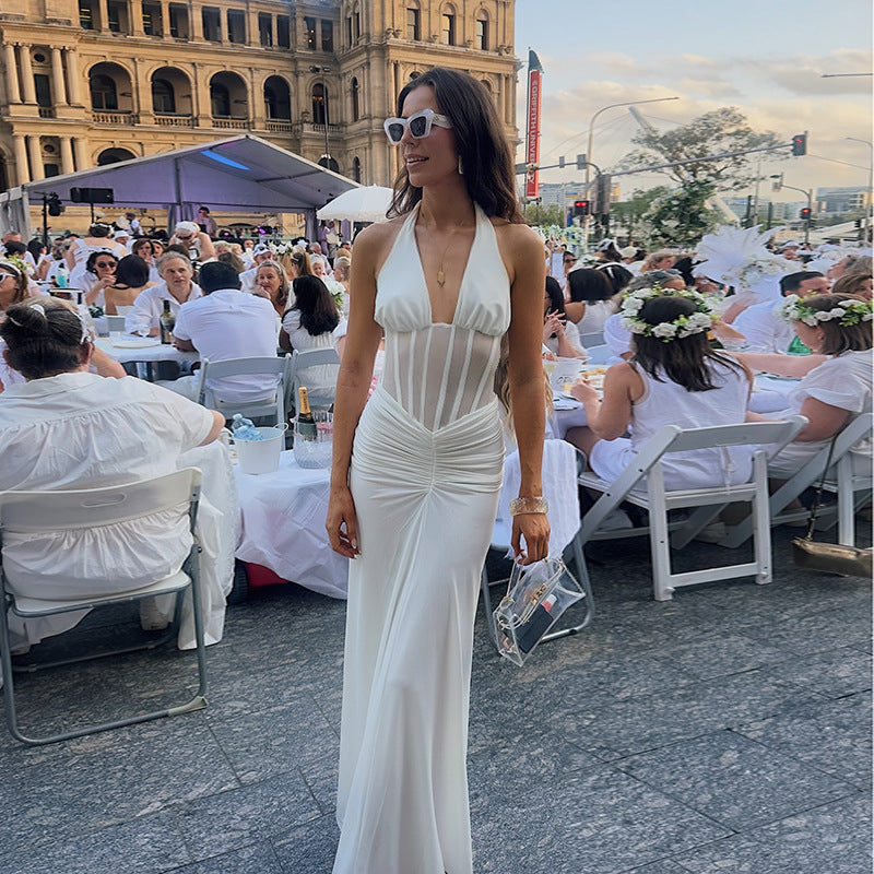 Elegante vestido de fiesta sin espalda de calidad