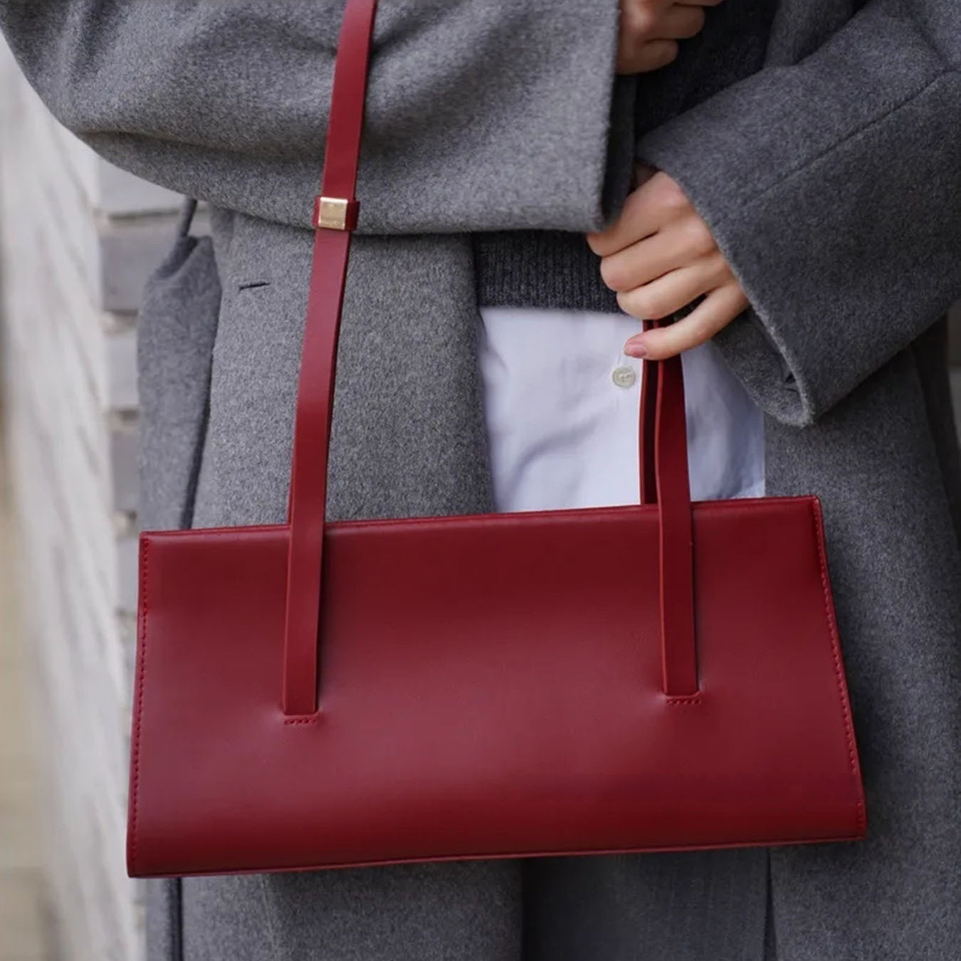 Bolso de Hombro Retro Chic Liso de Temporada Para el Trabajo