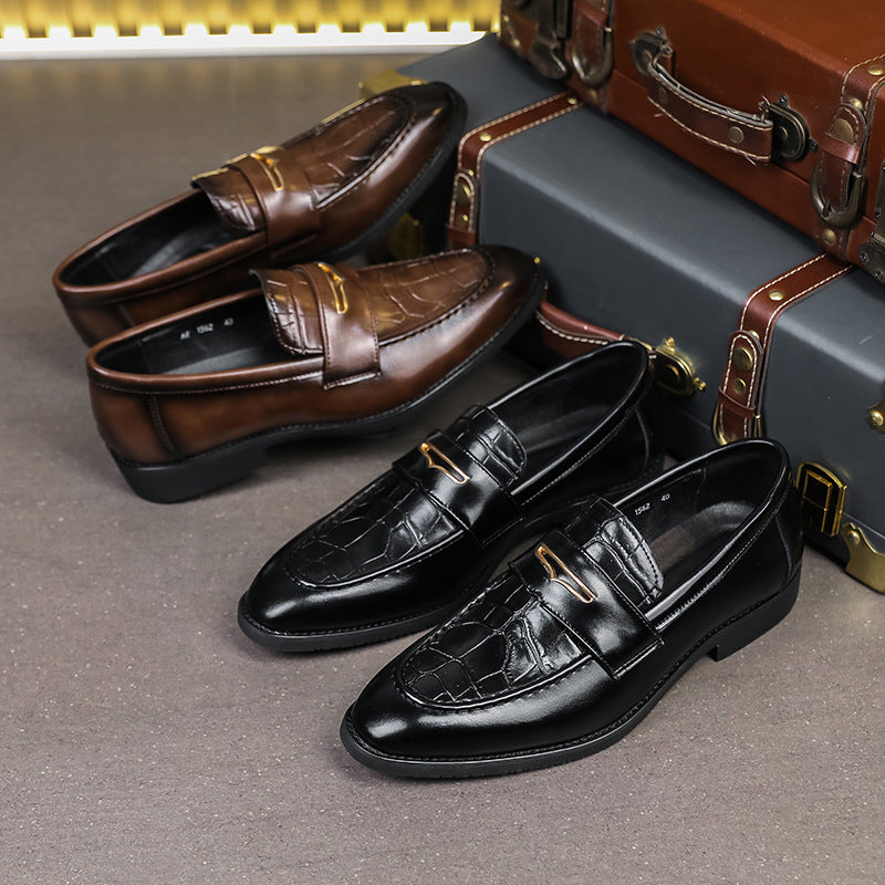 Zapatos de cuero puntiagudos sin cordones para hombre de talla grande para vestir formal o informal de negocios