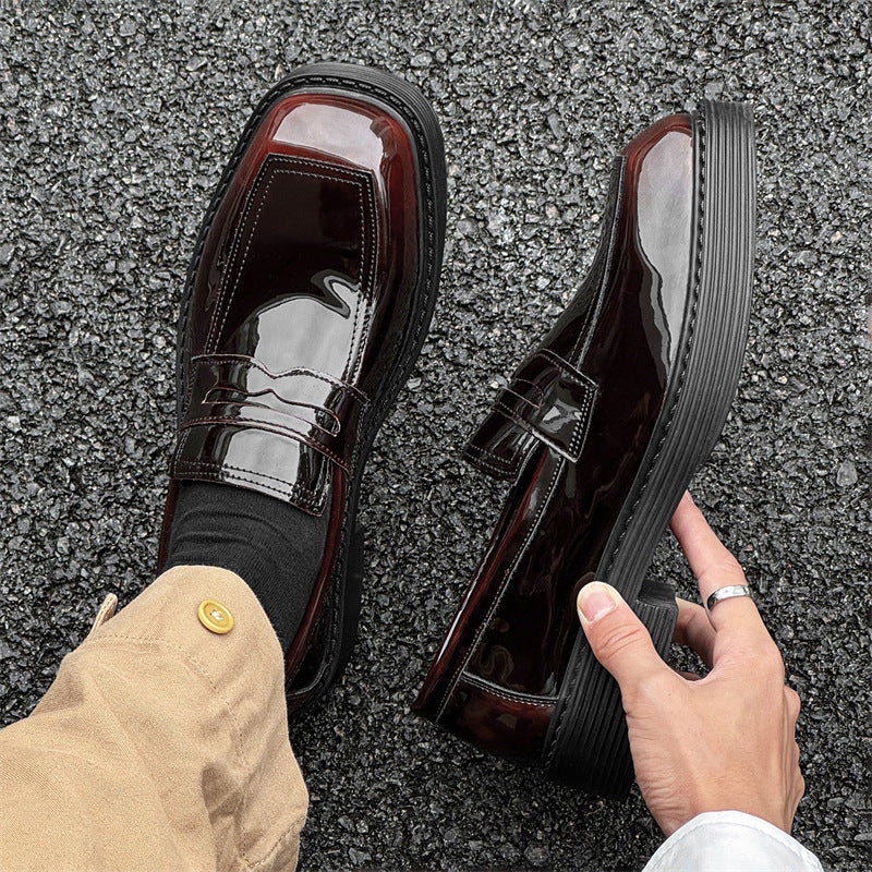Zapatos de cuero de estilo británico con suela gruesa estilo Hong Kong, zapatos de una sola capa para primavera y otoño