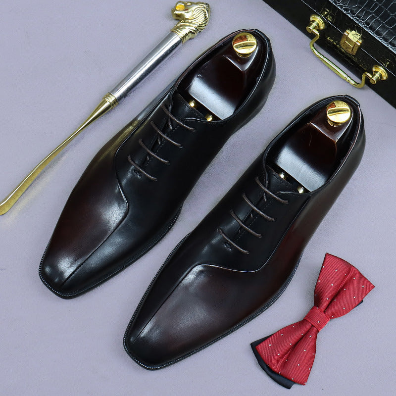 Zapatos de vestir de cuero formales para hombre de estilo británico con diseño de bloques de color
