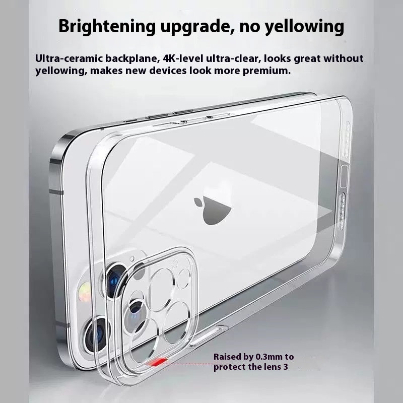 Funda de teléfono 13 sencilla de protección total para lentes, transparente como el hielo, antiamarilleamiento