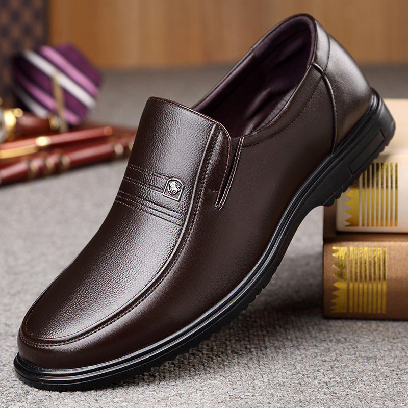 Zapatos Casuales de Cuero Genuino para Hombre, Suela Plana, Punta Redonda, Suela Suave Antideslizante, para Hombres de Mediana Edad