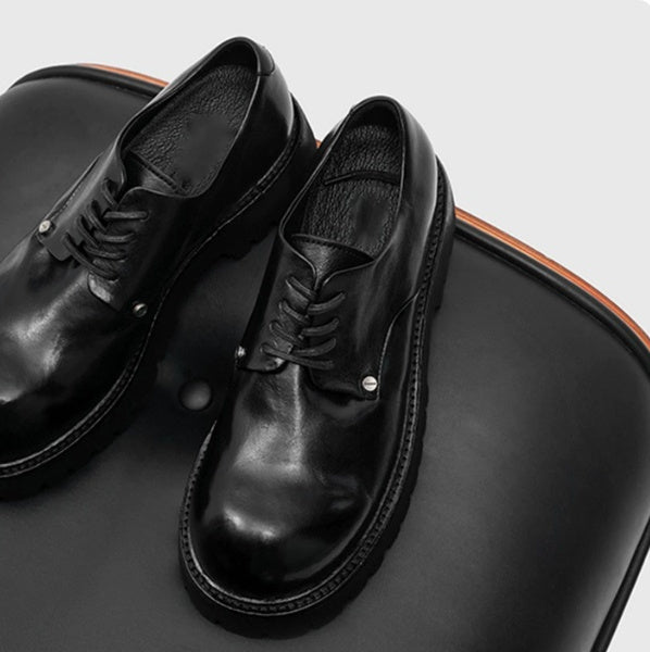 Zapatos de Cuero Casuales de Desplazamiento para Hombre Con Suelas Gruesas