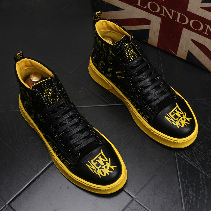 Zapatillas deportivas informales versátiles y a la moda de caña alta para hombre